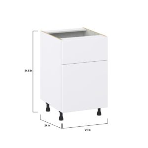 Lily Bright White  Slab Assembled Base Cabinet with 1 Door and a 10 in. Drawer (21 in. W X 34.5 in. H X 24 in. D)