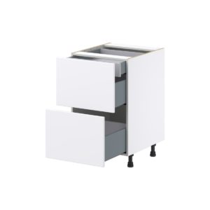 Lily Bright White  Slab Assembled Base Cabinet with 2 Drawers and a Inner Drawer (21 in. W X 34.5 in. H X 24 in. D)