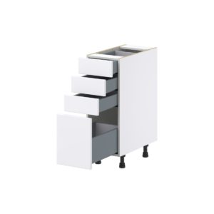 Lily Bright White  Slab Assembled Base Cabinet with 4 Drawers (12 in. W X 34.5 in. H X 24 in. D)