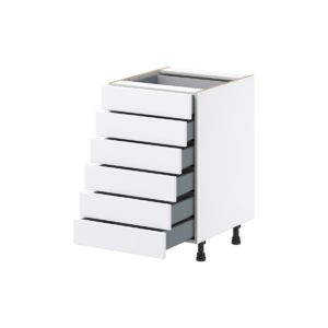 Lily Bright White  Slab Assembled Base Cabinet with 6 Drawers (21 in. W X 34.5 in. H X 24 in. D)