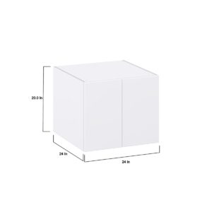 Lily Bright White  Slab Assembled Wall  Cabinet with 2 Full High Doors (24 in. W X 20 in. H X 24 in. D)