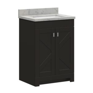 Acacia 25"W x 19"D Cocoa Brown Vanity with Arctic stone wave integrated bowl