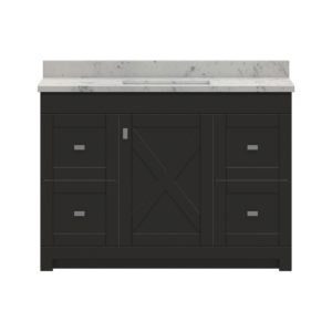 Acacia 49"W x 19"D Cocoa Brown Vanity with Arctic stone wave integrated bowl