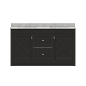 Acacia 61"W x 19"D Cocoa Brown DB Vanity with Arctic stone wave integrated bowls