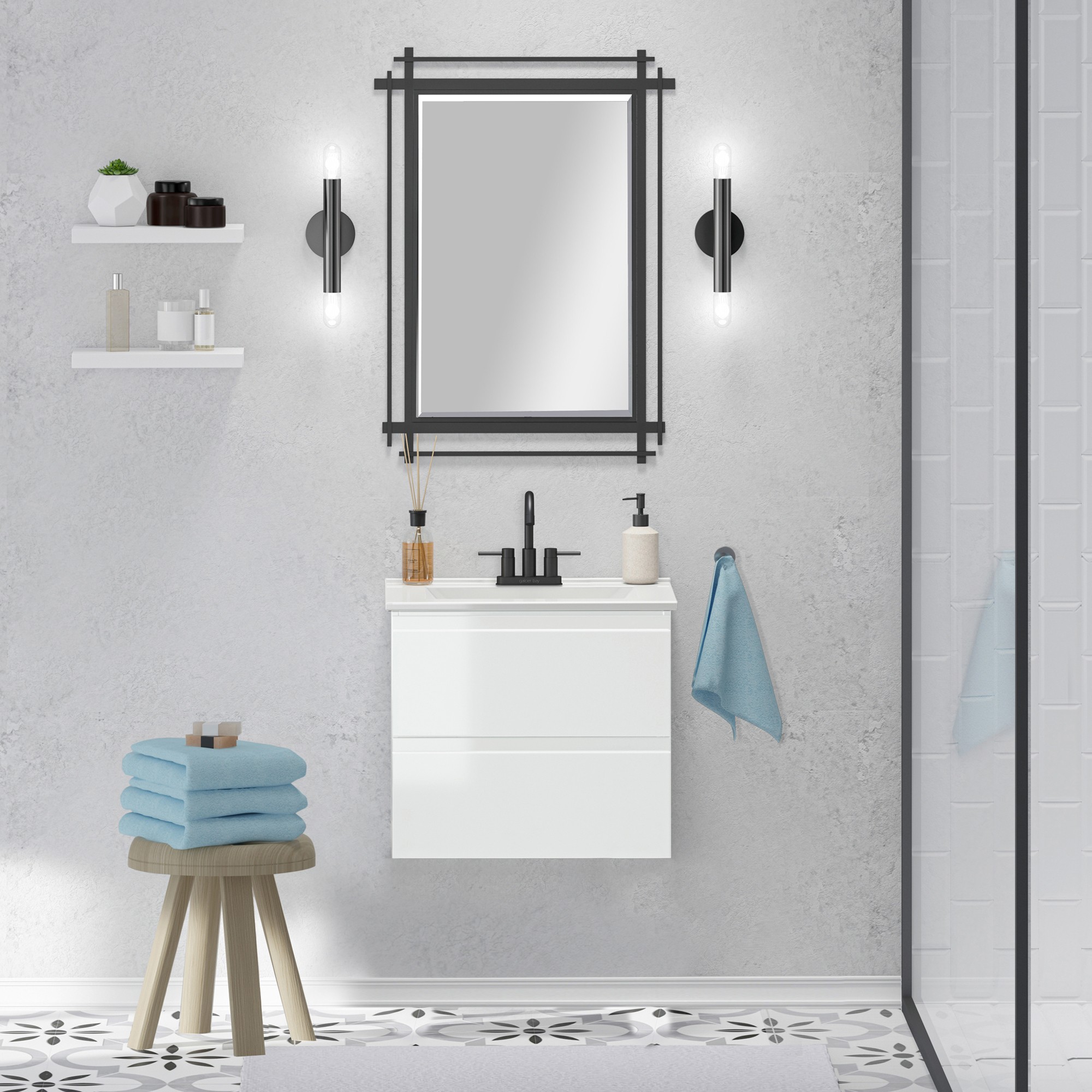 Celsia 24 in. W x 18-1/2 in. D Vanity in White Gloss with Porcelain Vanity Top in White with White Basin