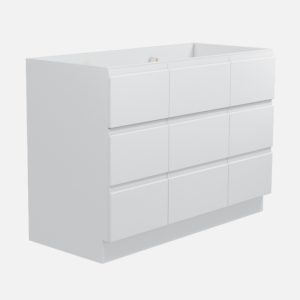 Larch 48"W x 21-3/4"D x 34-1/2"H Lustrous White Bathroom Vanity Cabinet