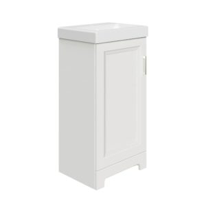 Lawrence 17-1/2"W x 13-1/2"D Vanilla Vanity and White Ceramic Vanity Top with Rectangular Integrated Bowl