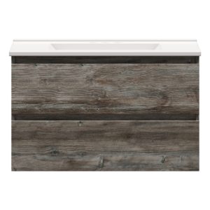 Sage 36 in. W x 18-1/2 in. D Vanity in Driftwood Gray with Porcelain Vanity Top in Solid White with White Basin