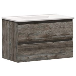 Sage 36 in. W x 18-1/2 in. D Vanity in Driftwood Gray with Porcelain Vanity Top in Solid White with White Basin