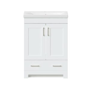Southernwood 24"W x 15-1/2"D White Vanity and White Ceramic Vanity Top with Rectangular Integrated Bowl
