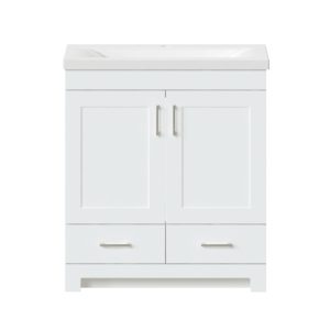 Southernwood 30-1/8"W x 15-1/2"D White Vanity and White Ceramic Vanity Top with Rectangular Integrated Bowl